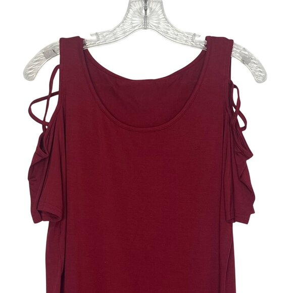 Igenjun Cold Shoulder Shirt Womens Medium Red Casual Red New - Picture 4 of 10